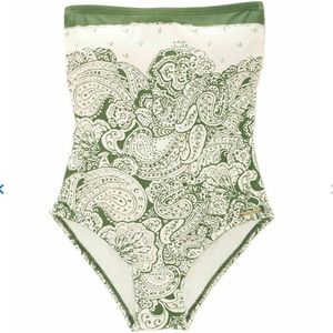 Vince Camuto Paisley Print Strapless One Piece Swimsuit